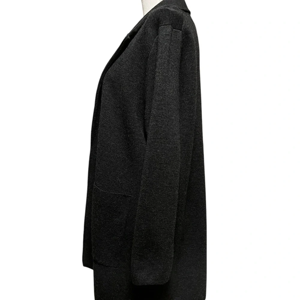 J. CREW WOMEN’S GRAY MERINO WOOL OPEN CARDIGAN SWEATER SIZE LARGE